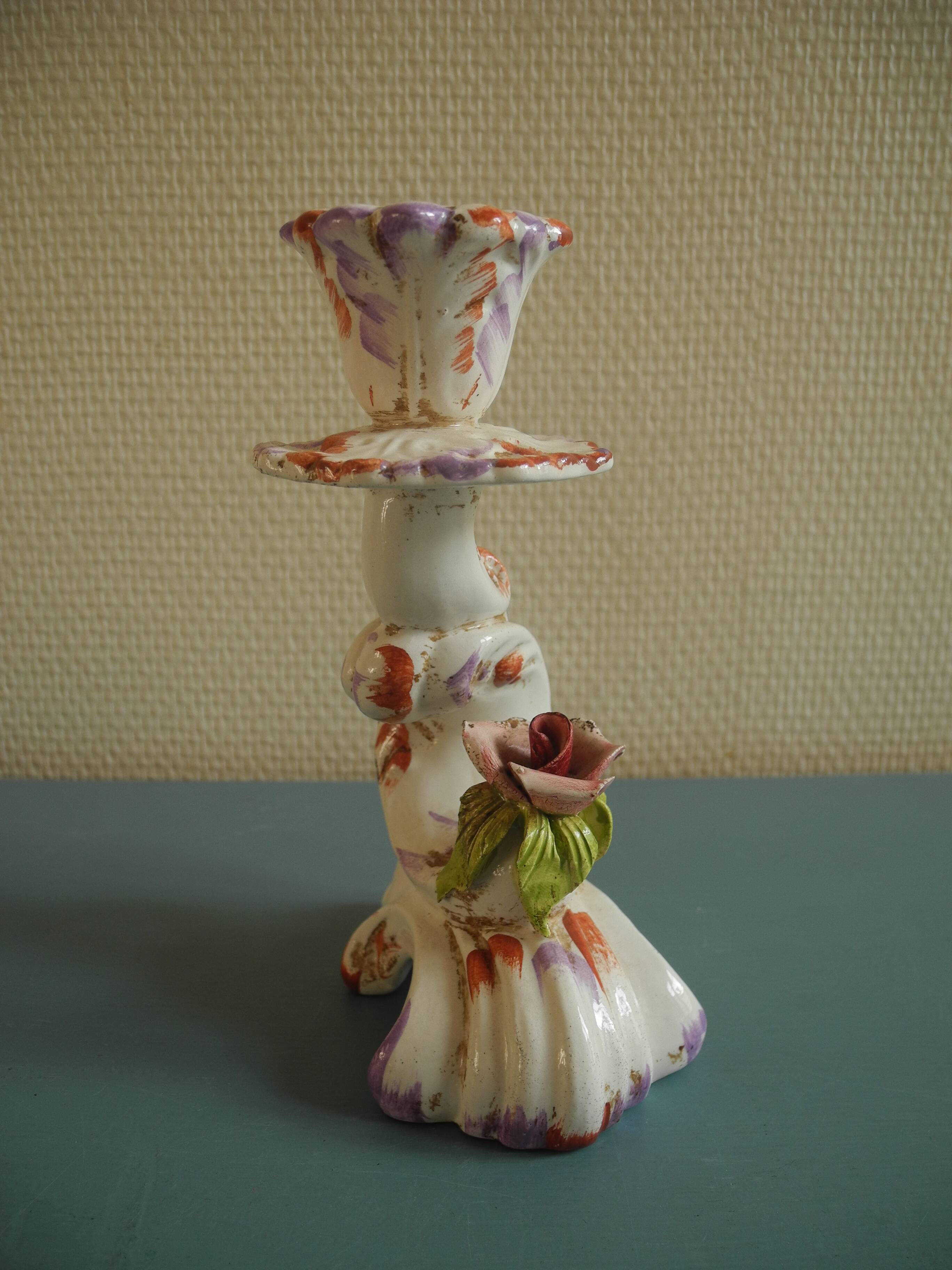 ceramic candlestick chandelier Italy vintage decor candleholder