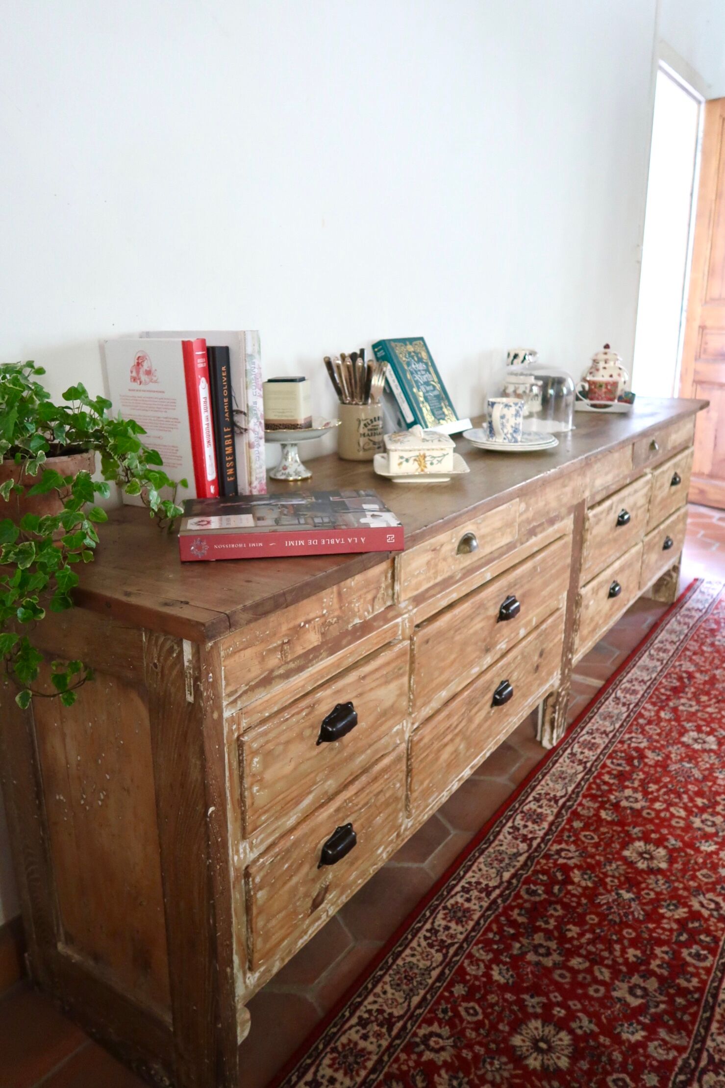 Meuble de métier comptoir en bois