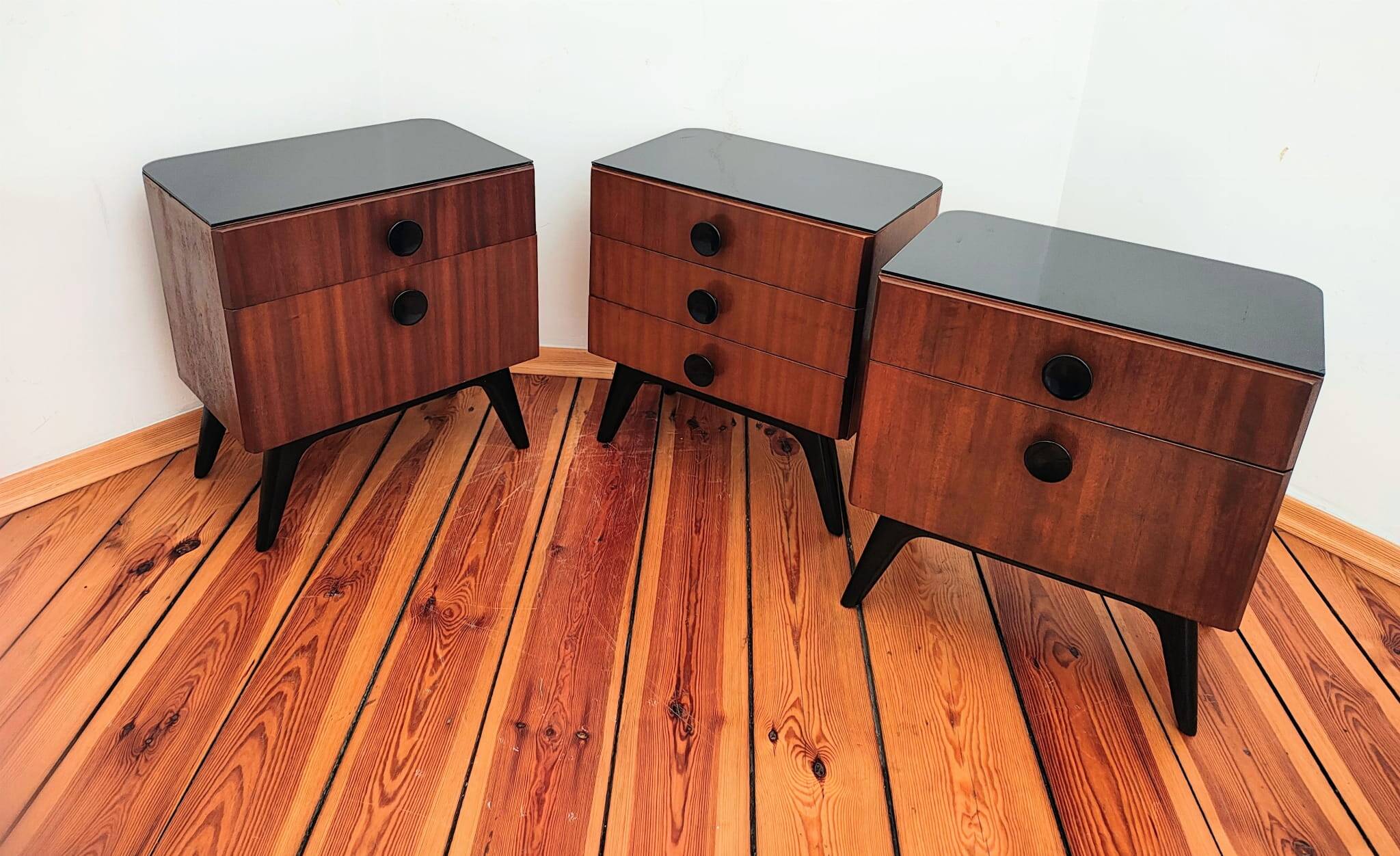 Czechoslovakian Nightstands by J. Halabala for UP Závody, 1950s, Set of 3