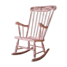 Rocking-chair vintage 50 en bois patine rose