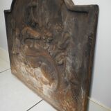 Ancienne plaque de cheminée en fonte salamandre