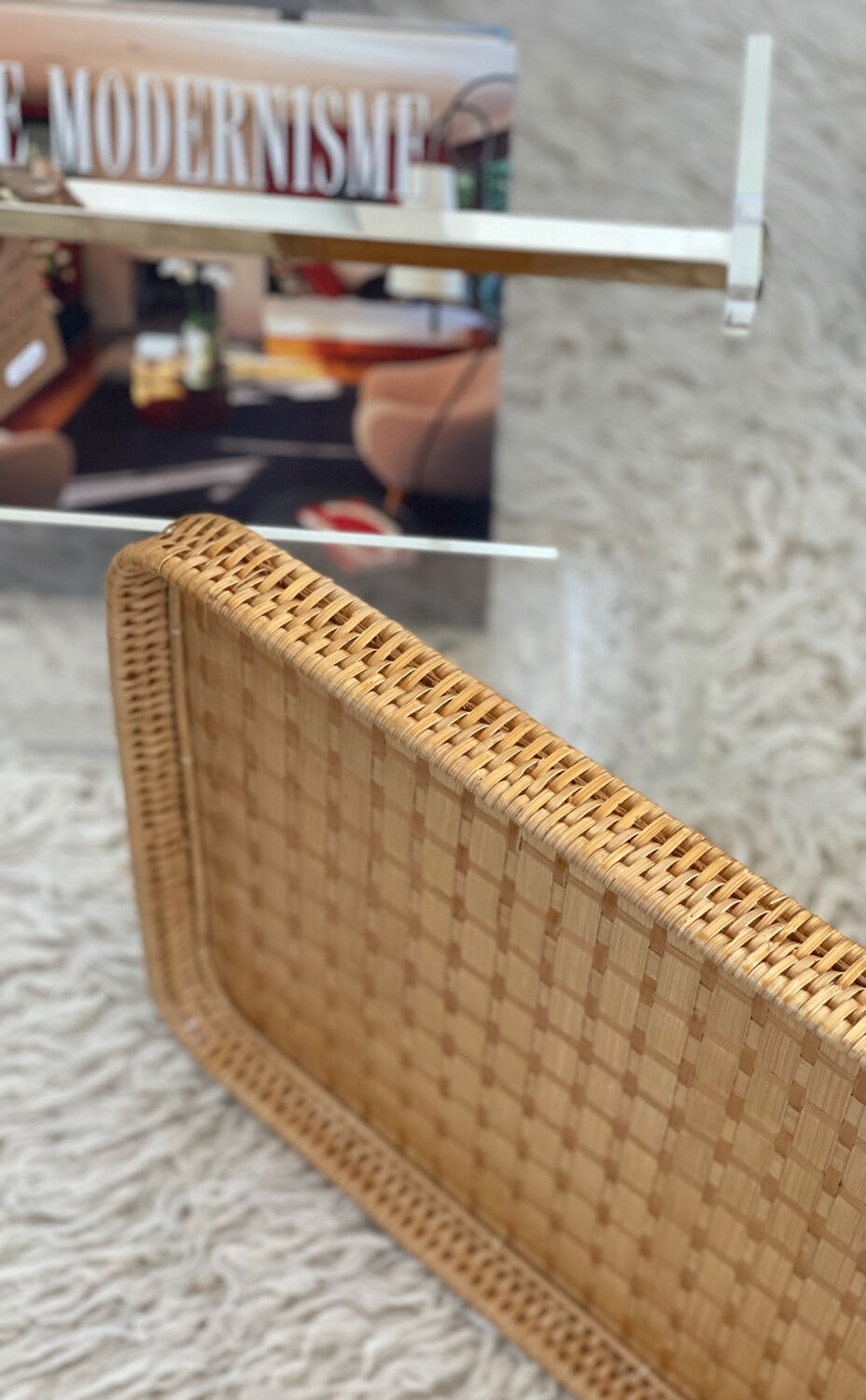 Vintage rattan tray