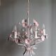 Lustre vintage en toleware à motifs floraux, Italie des années 1960.