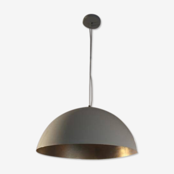 Designer white steel pendant light with golden interior