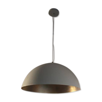 Designer white steel pendant light with golden interior