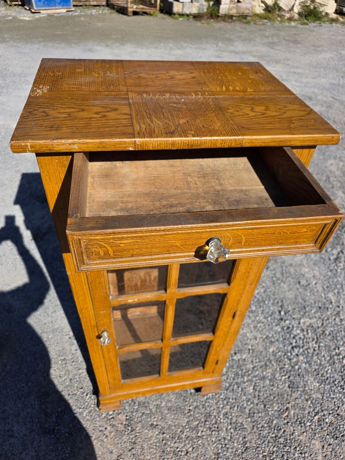Louis Philippe style antique buffet with glass doors