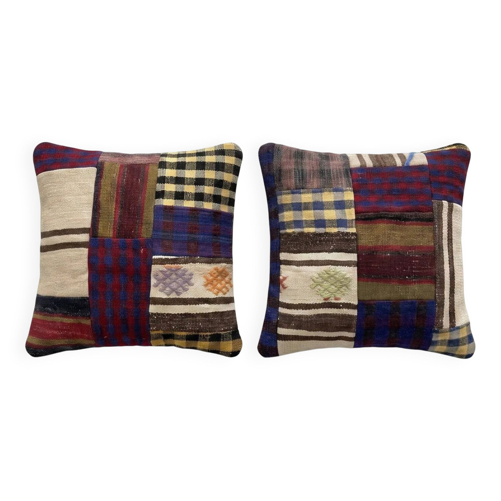 Set of 2 vintage kilim cushion covers 48x48 cm
