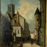 Oil on panel table from the early 19th century