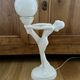 White ceramic lamp and opaline globe woman art deco art nouveau