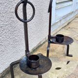 Vintage brutalist steel candle holder