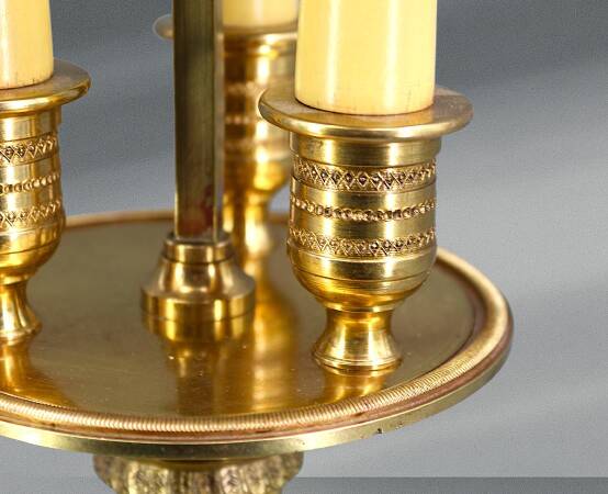 Empire Style Solid Bronze Bouillotte Lamp with Sheet Metal Shade