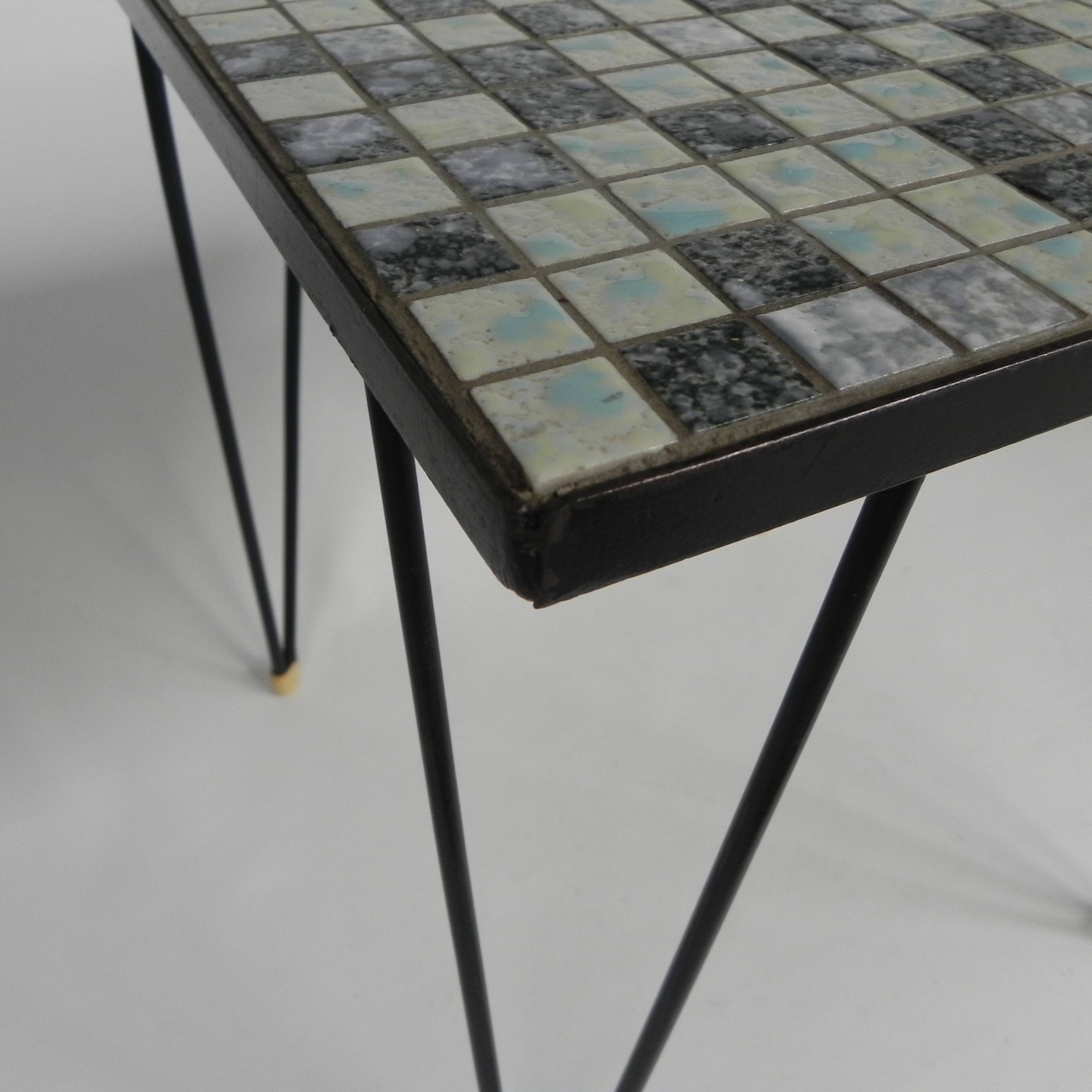 Side table with tiles, side table with 225 mini tiles, 1950s.
