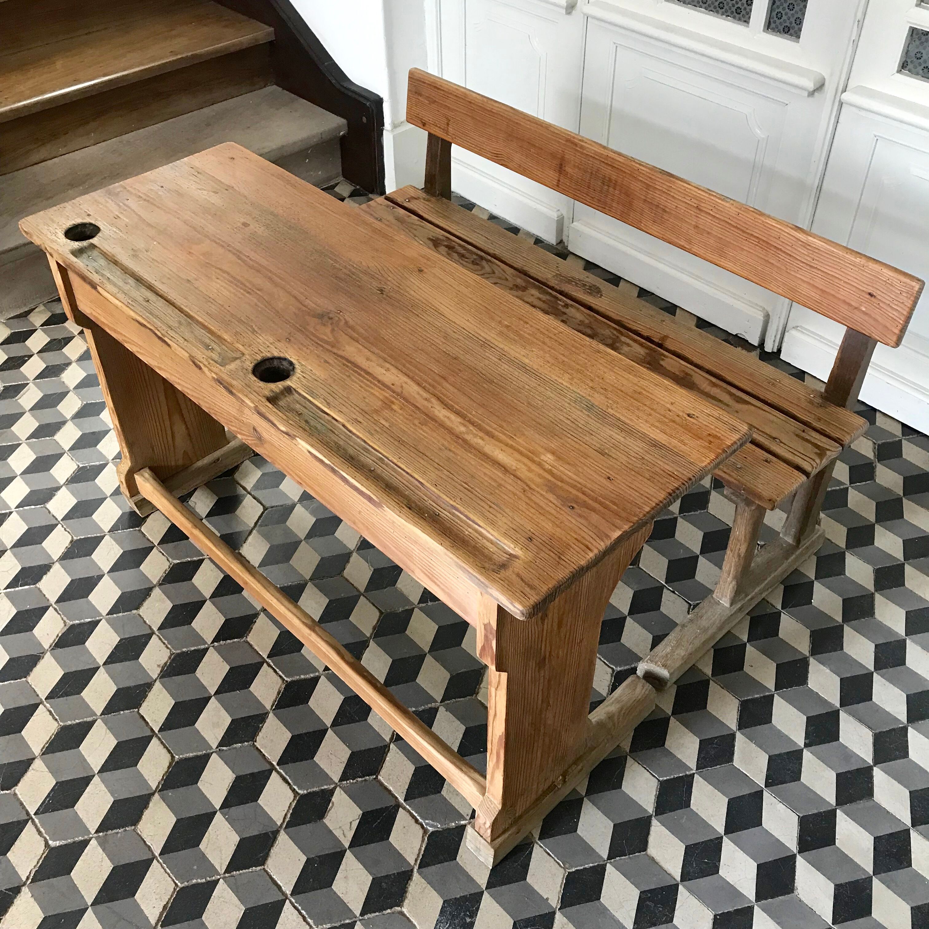 Ancien bureau écolier double