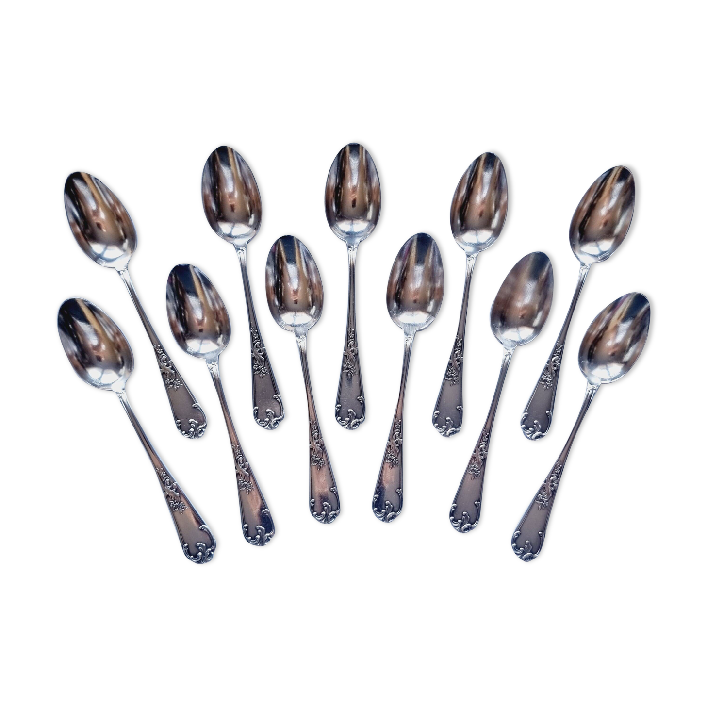 12 cuillères à dessert en métal argenté français orfèvre boyron claudius louis de lyon, style victo