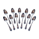 12 french silver metal dessert spoons goldsmith boyron claudius louis de lyon, victo style