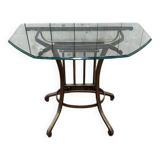 Console d’entrée en métal doré et verre