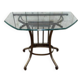 Console d'entrée en métal doré et verre