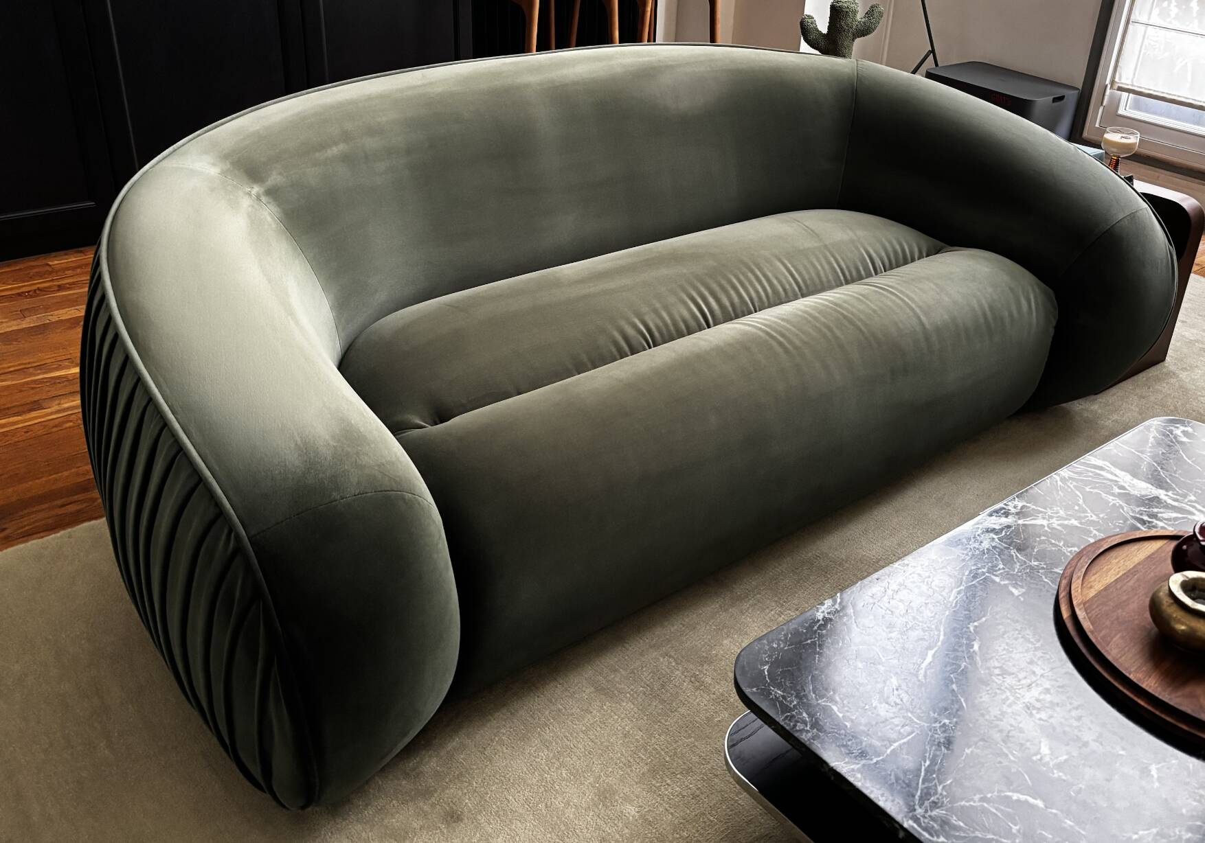 Emet three seater sofa, velvet deep soho home
