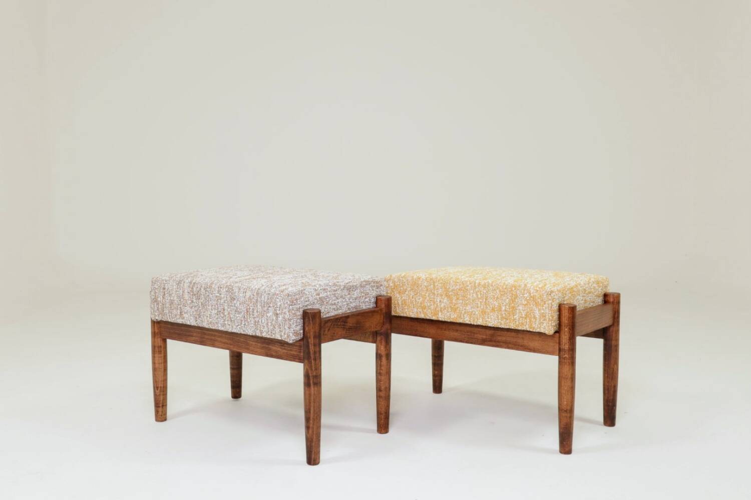 Scandinavian stool yellow mellow chocolate brown granola Set of 2