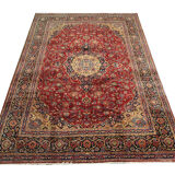Tapis persan traditionnel fait à la main d’Ispahan en laine rouge vintage - 295x411cm