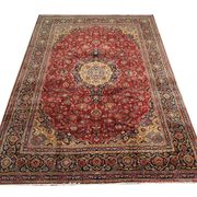 Tapis persan traditionnel fait à la main d’Ispahan en laine rouge vintage - 295x411cm