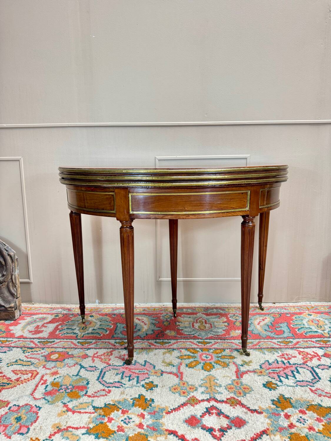 Louis XVI Style Mahogany Half Moon Table, 19th Century