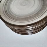 Set of 10 Salins plates with grey and brown mineral spiral decoration