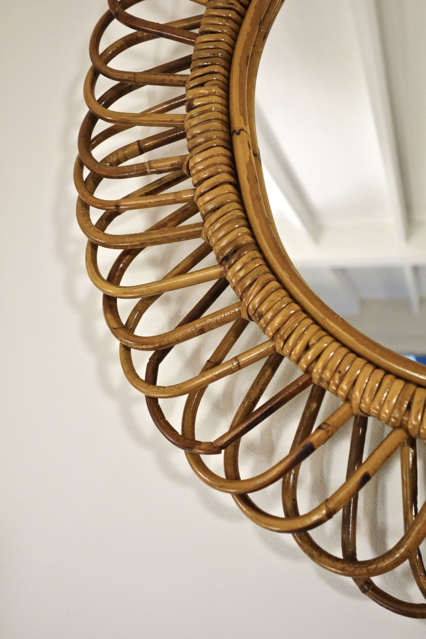 Rattan and bamboo mirror attributed to Franco Albini, Italy 1960's