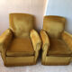 Paire de fauteuils vintage  en velours jaune
