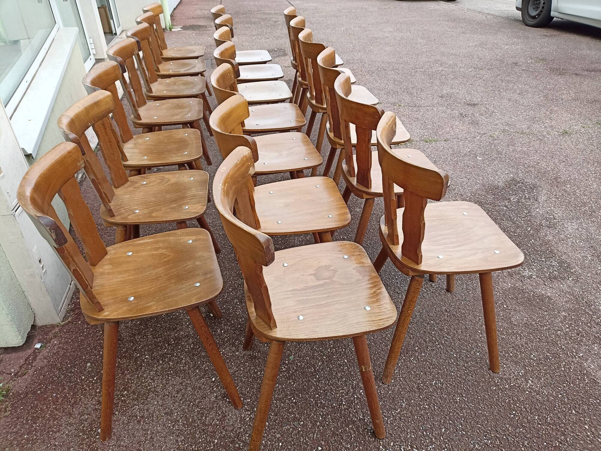 Set of 20 bistro cafe bar restaurant chairs - wood - vintage