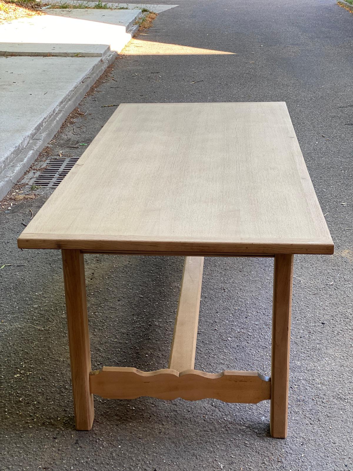 Renovated farmhouse dining table in raw wood 200cm 20th century
