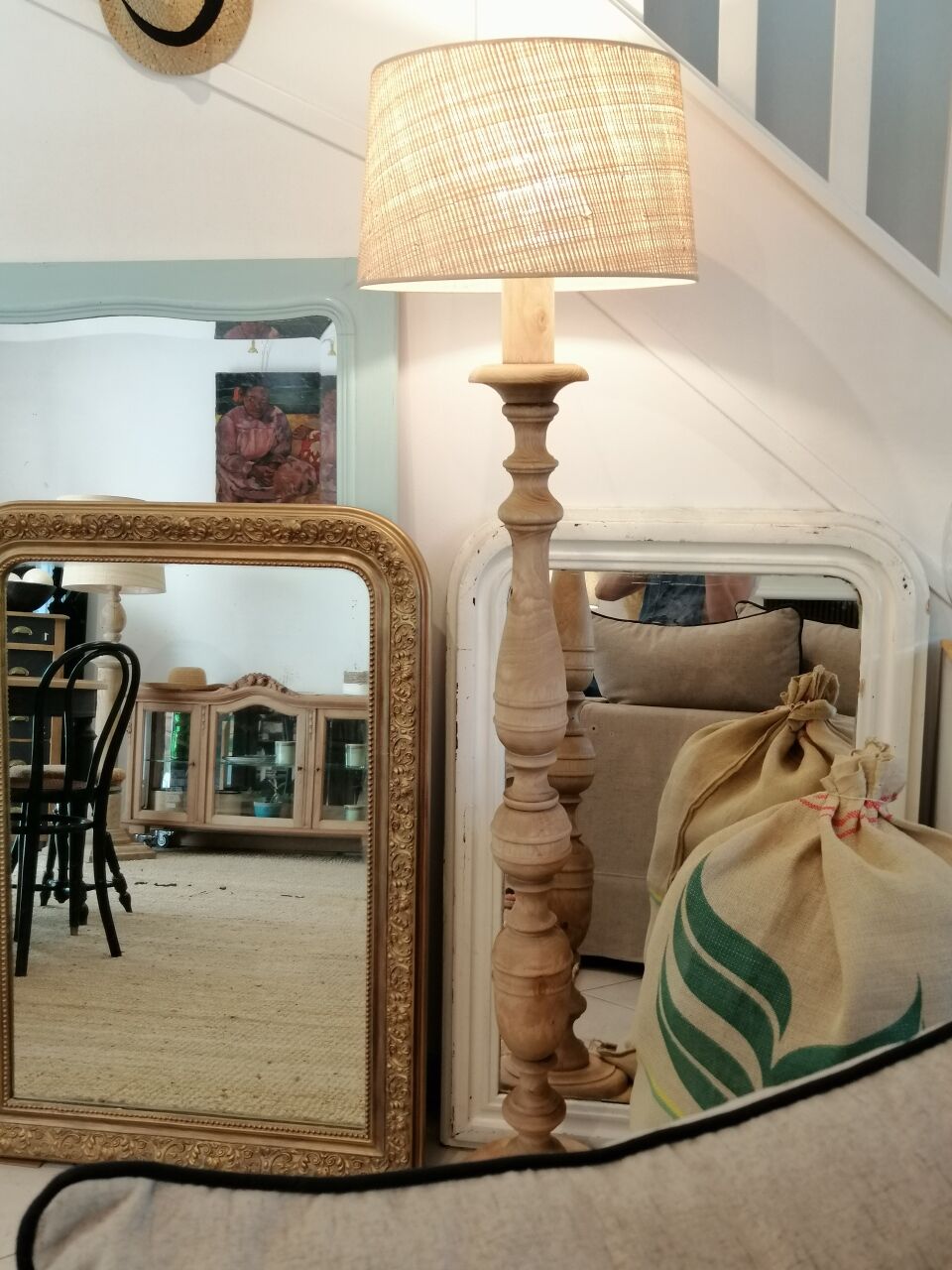 Vintage wooden floor lamp