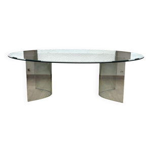 FIAM Italia, table de salle à manger ovale en verre
