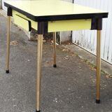 Yellow Formica Table 2 Extensions 1 Vintage Drawer