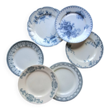 Assiettes plates anciennes dépareillées en faïence terre de fer