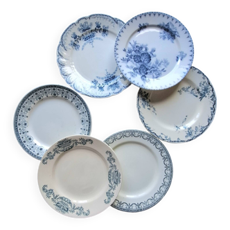 Mismatched old flat plates in iron earthenware