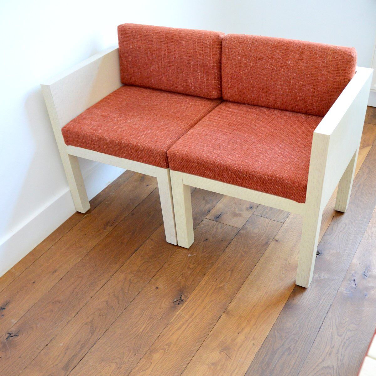 Set armchairs with dinners Restoration cubic shape Modular vintage 1980s