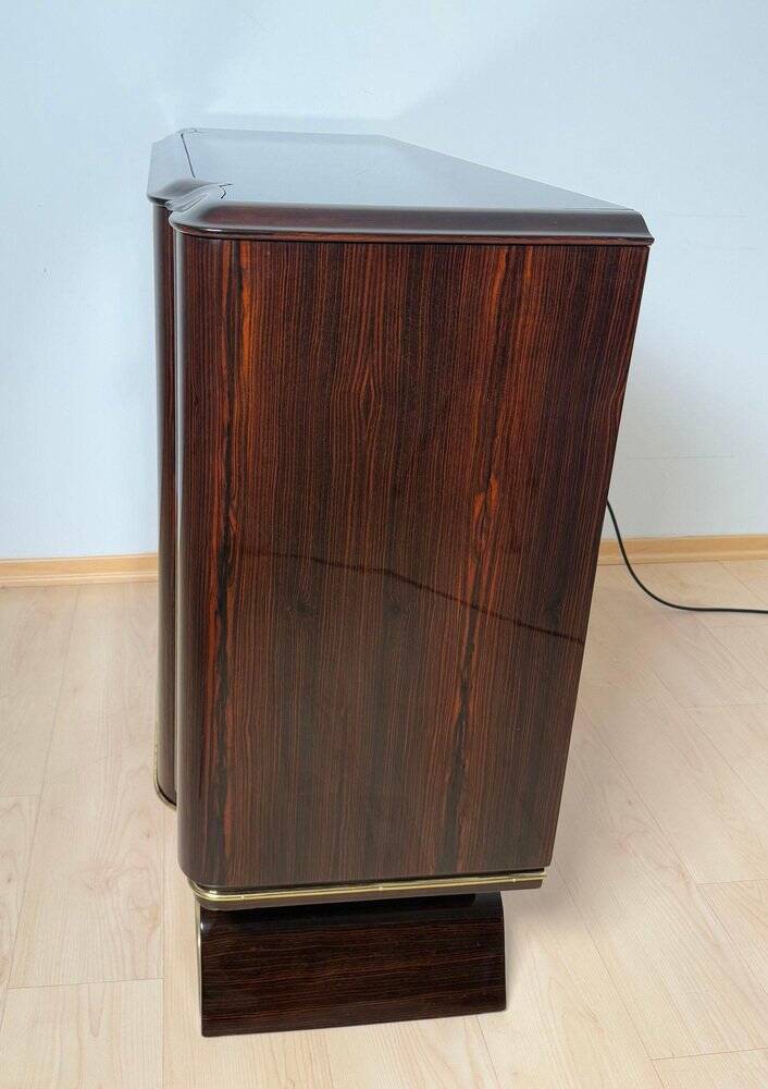 Art Deco Sideboard with Vitrine in Macassar Ebony & Maple, Paris, 1930s
