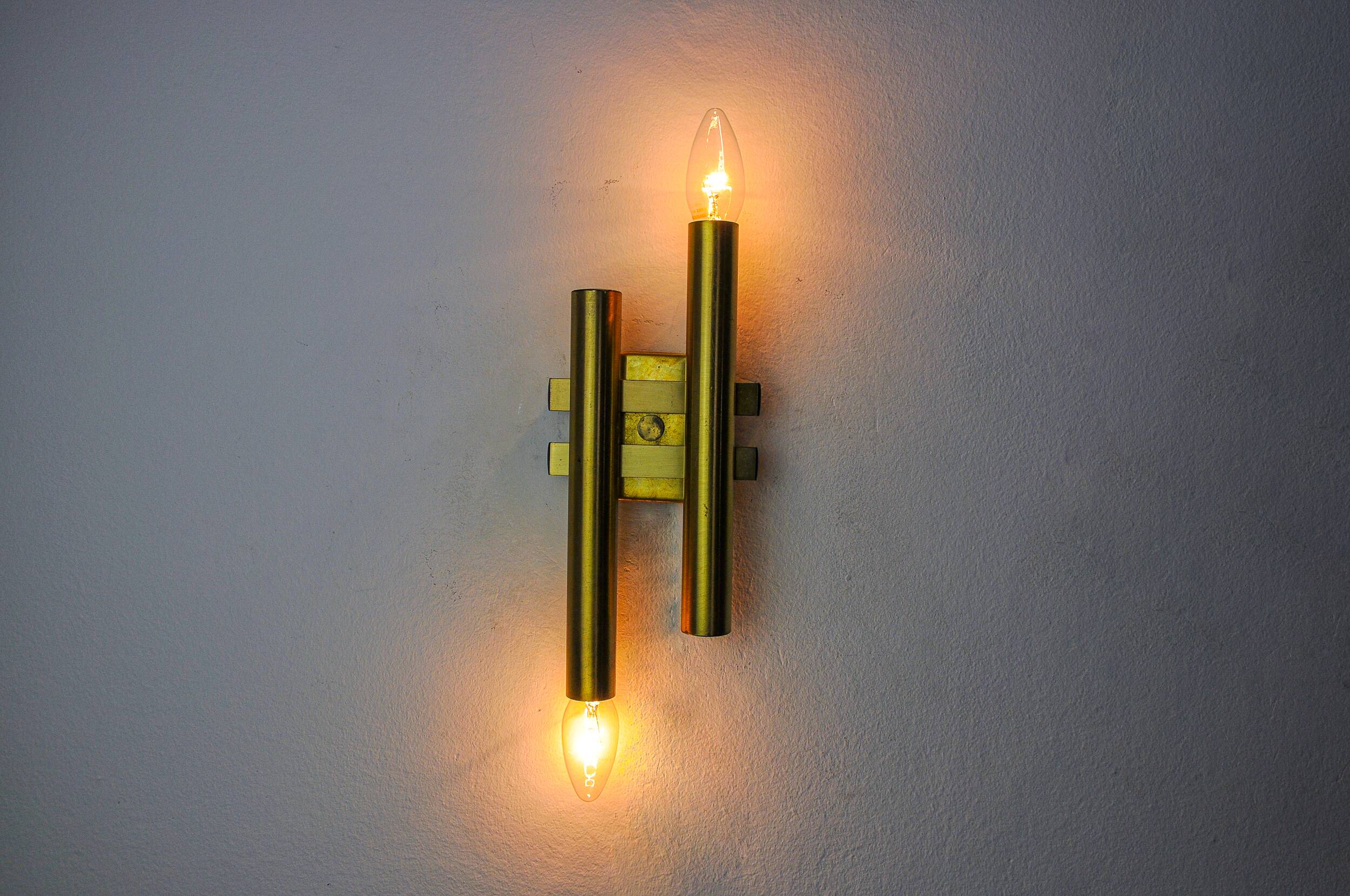 Tubular wall lamp by Maison Sciolari, 2 lights, Italy, 1970