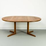 Danish Round Teak Dining Table with Extensions, 1970s
