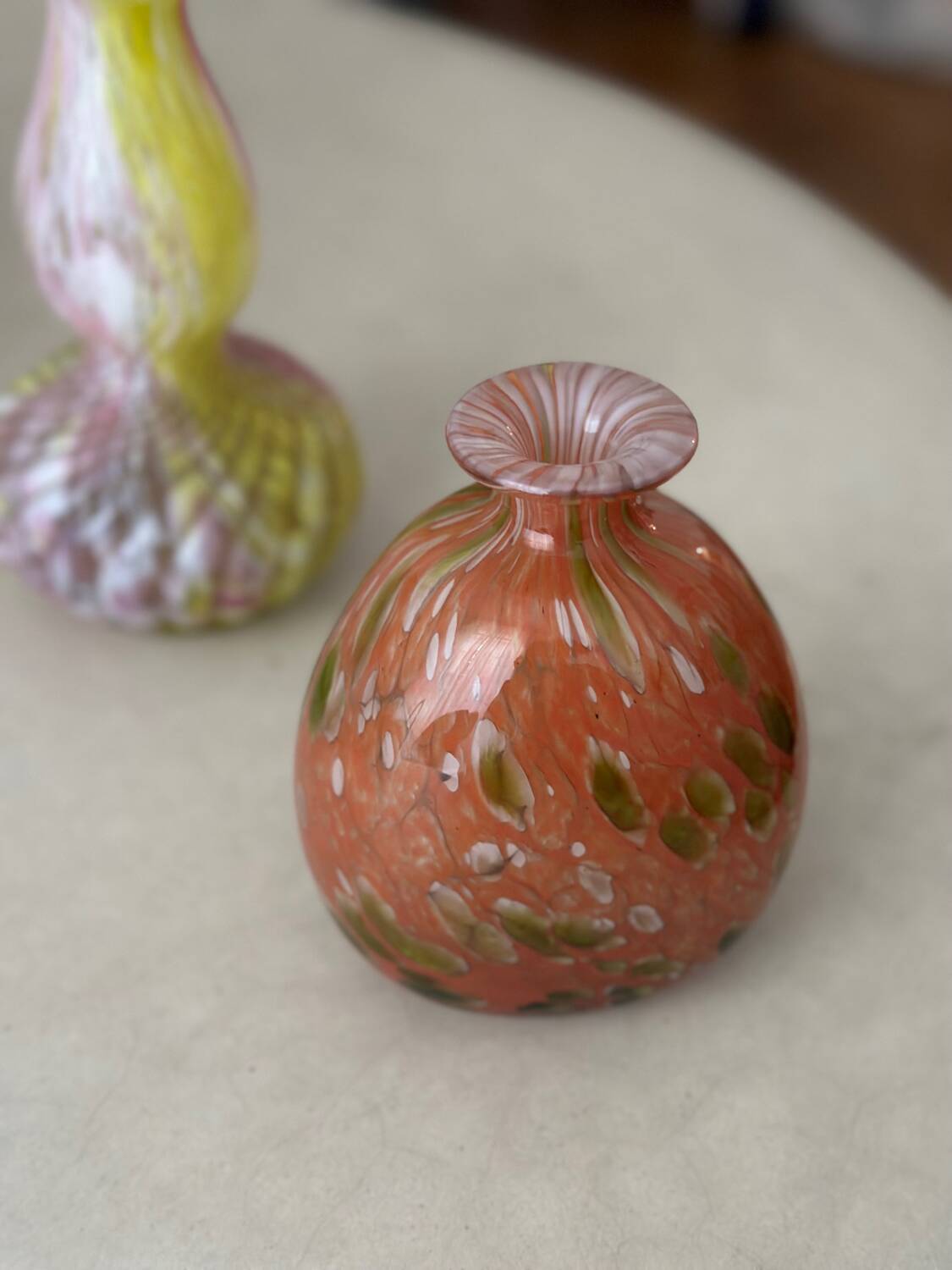 Blown glass balloon vase from mdina glass malta, 1970 red murano glass paste
