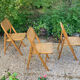 Lot de 3 chaises pliantes en bois et cannage