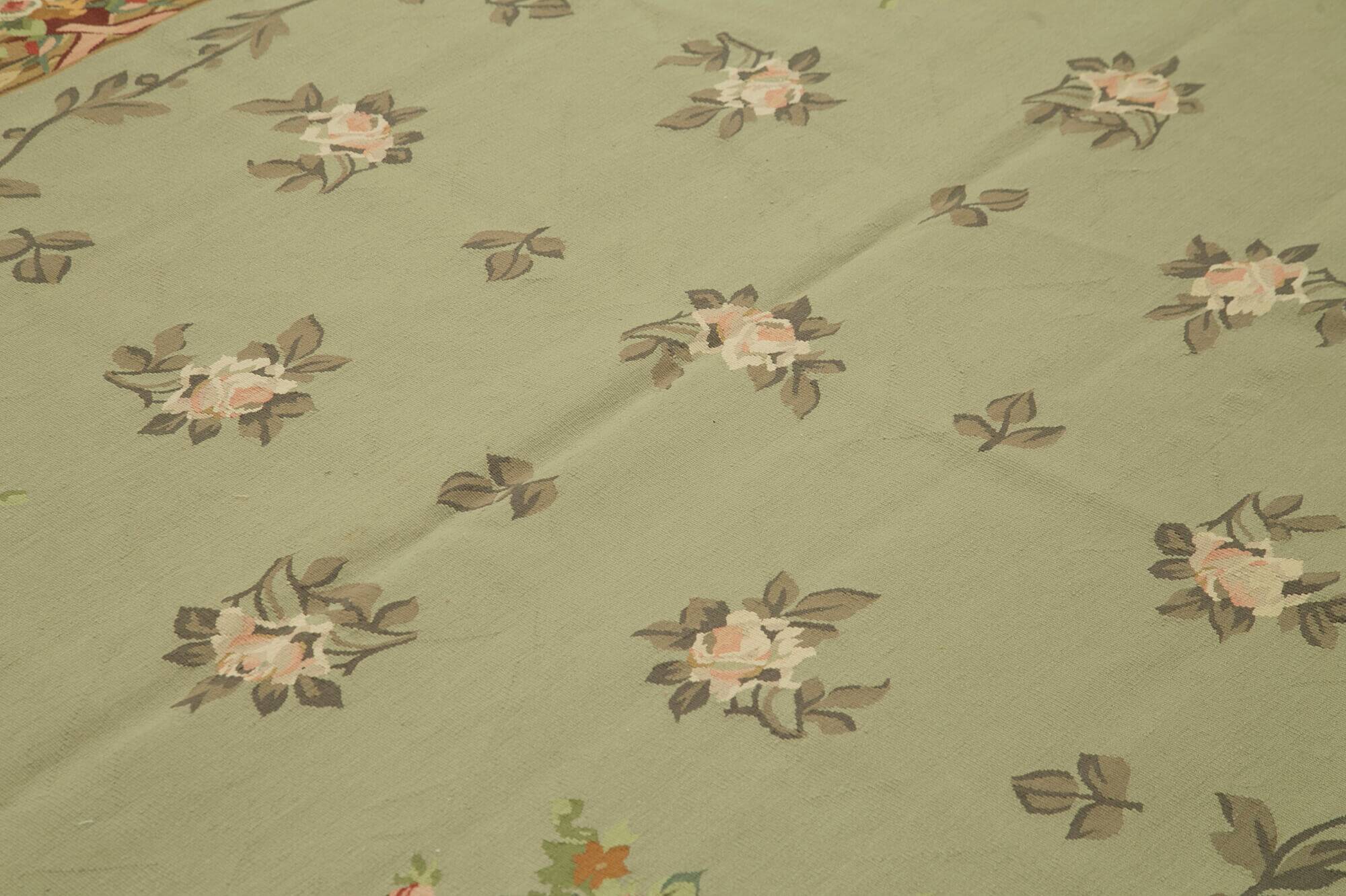 Handmade European Vintage Aubusson Kilim 268 cm x 363 cm