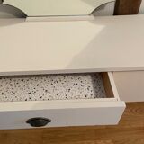 Vintage wooden dressing table with beveled mirror