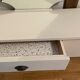 Vintage wooden dressing table with beveled mirror
