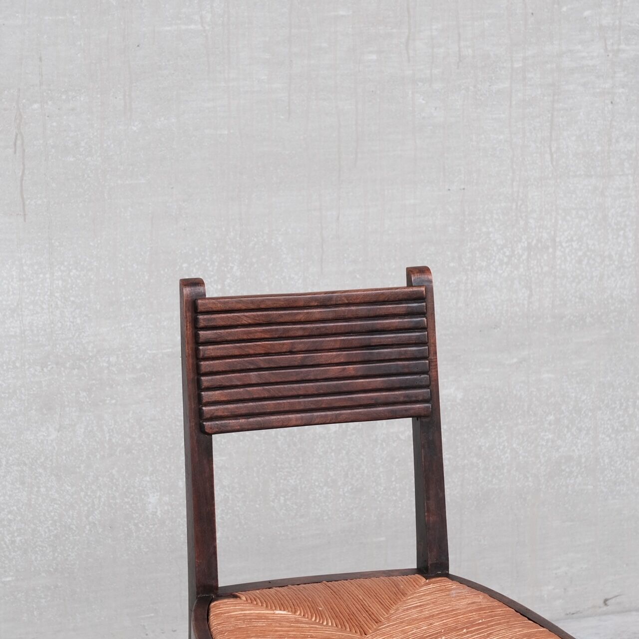 Set of six rush mid-century dining chairs