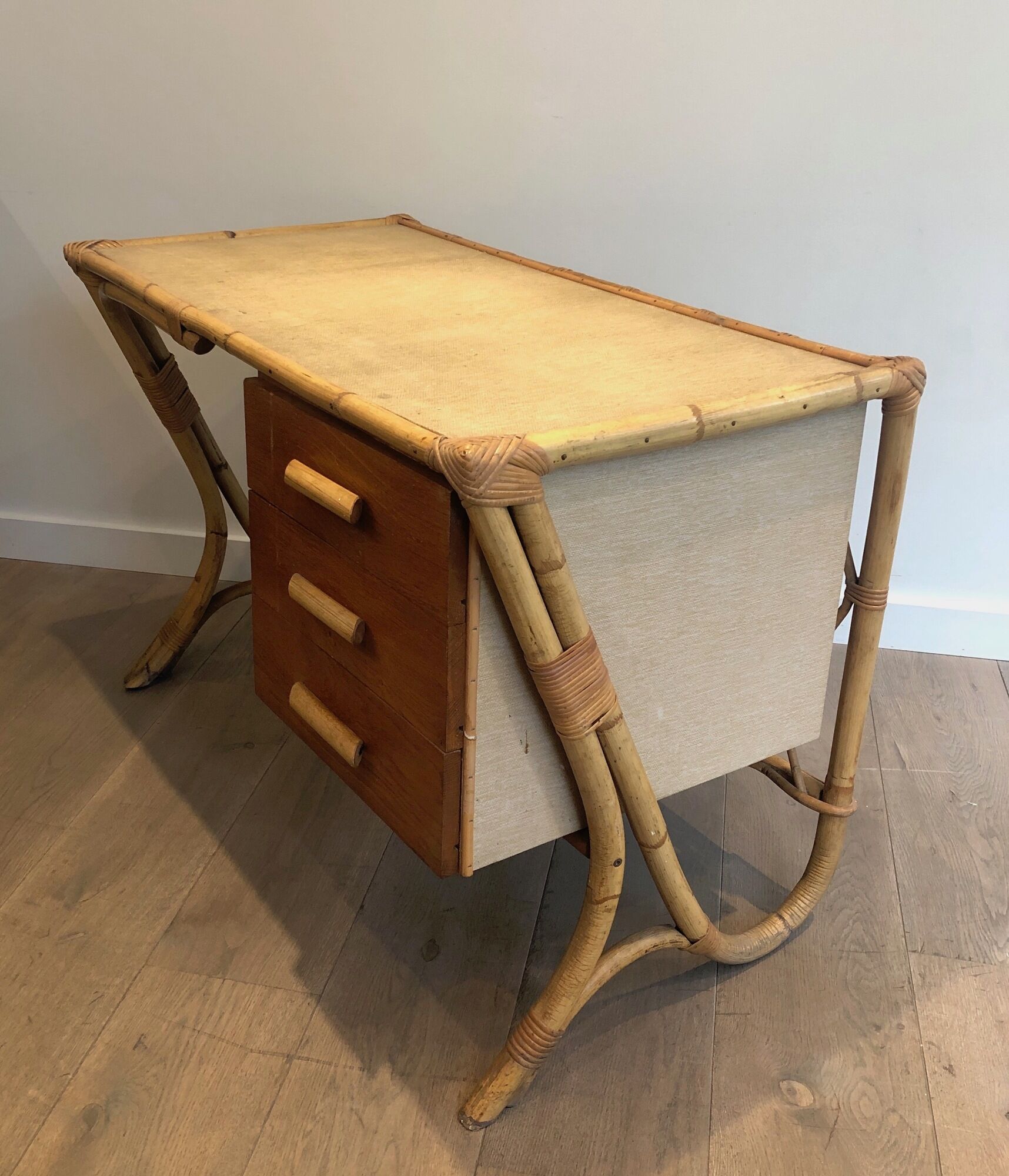 Rattan desk around 1970