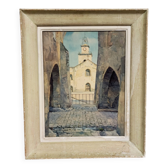 René Ricard: Figurative watercolor depicting an architectural view
