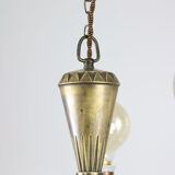 Vintage brass and glass chandelier, 40s