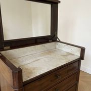 Coiffeuse ancienne en bois et marbre début XXe
